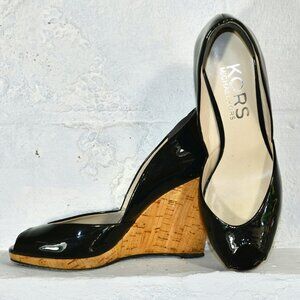 KORS - Michael Kors Patent Leather Cork Platform Shoes - Size 7.5